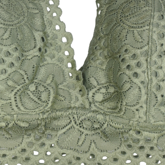 Aero Green Bralette Bra Womens Large Unlined Halter Stretch Lace Sexy Padded - Picture 5 of 8